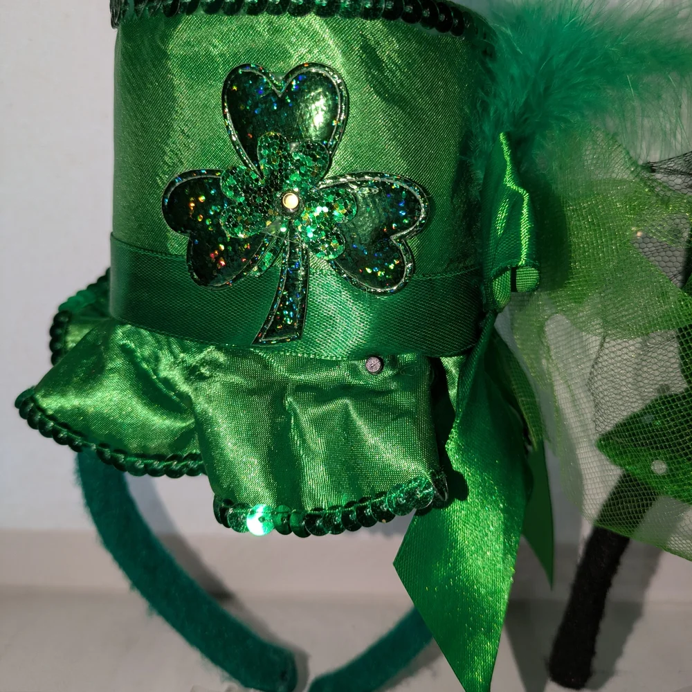 Green Shamrock Party Headbands And St Patrick's Day Bead Necklaces